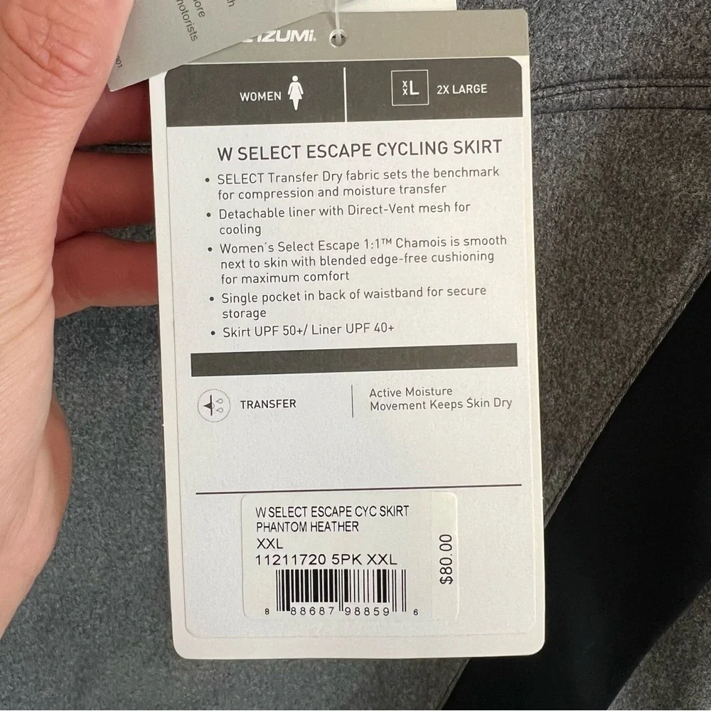NWT Pearl Izumi Gray and Black Mini Skirt